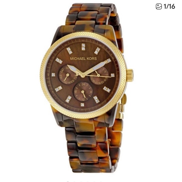 Michael Kors Tortoiseshell and Gold Timepiece
